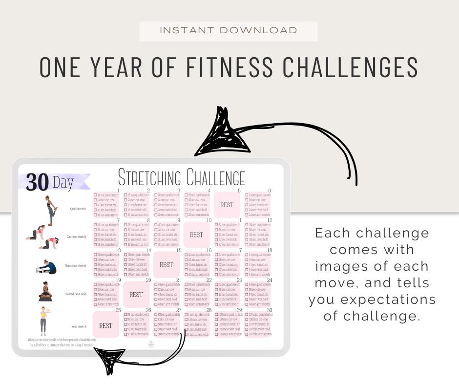 30 Day Workout Challenge Bundle: Fitness Program (PDF Download) Size A5 ...