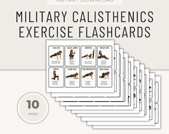 Military Calisthenics Workout Cards (updated) : Bodyweight Exercise Templates (Digital Download) Fitness Coach Resource