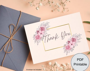 Wildflower Editable PDF Instant Download Thank You Card , Floral ...