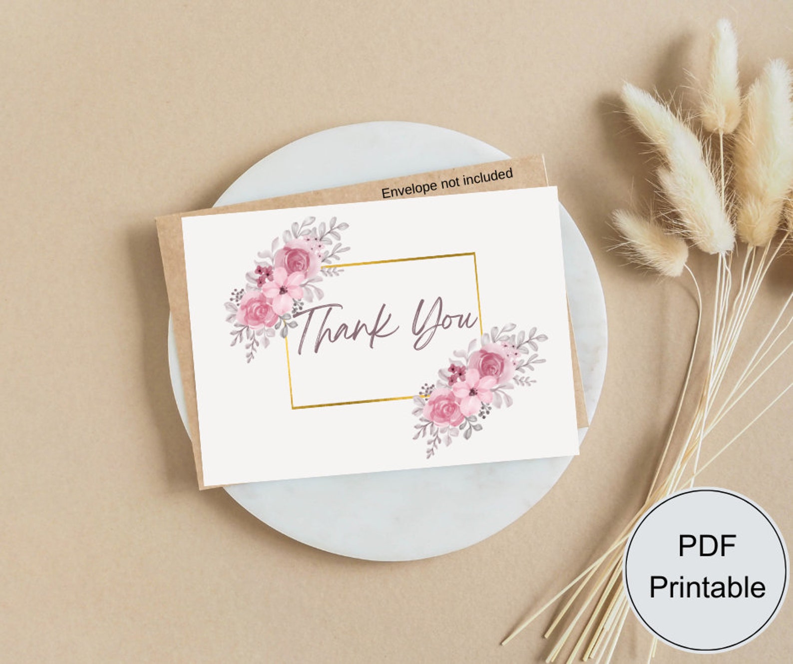 Wildflower Editable PDF Instant Download Thank You Card , Floral ...