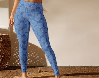 Blue Flower Mandala Yoga Leggings + see matching top!