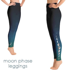 Moon Phase Leggings Celestial Clothing Boho Leggings Moon Leggings Moon Phase Yoga Pants Moon Leggings Hippie Clothes 画像 3