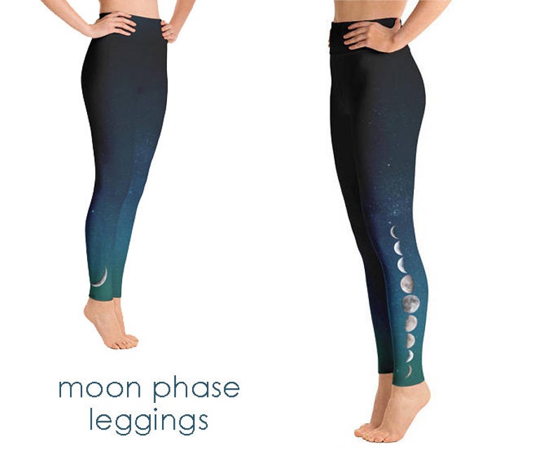 Moon Phase Leggings Celestial Clothing Boho Leggings Moon Leggings Moon Phase Yoga Pants Moon Leggings Hippie Clothes image 3