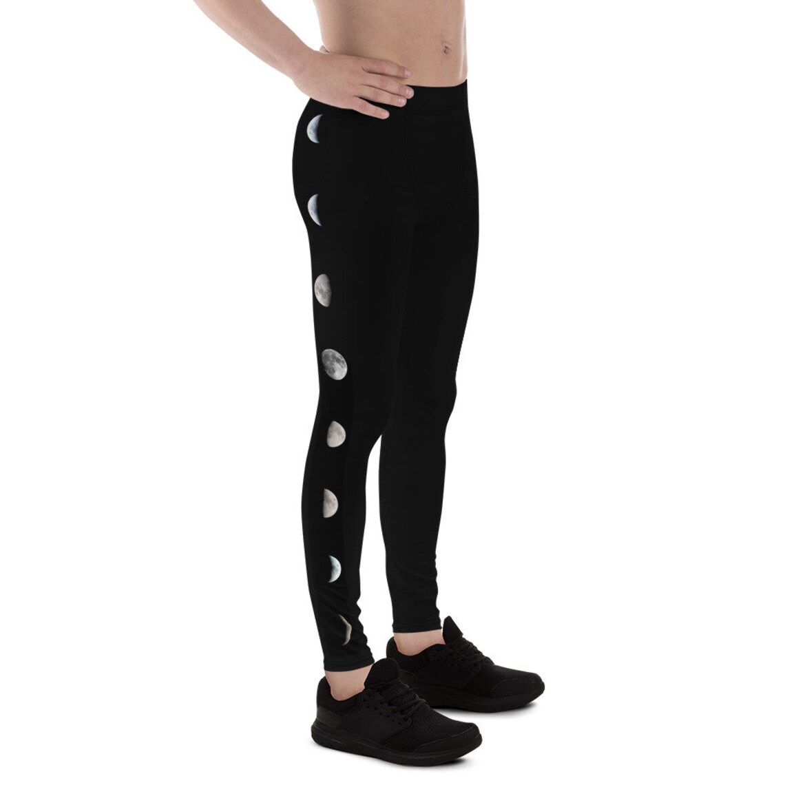 Men's Black Moon Leggings Men's Leggings Mens Yoga Pants Mens Yoga