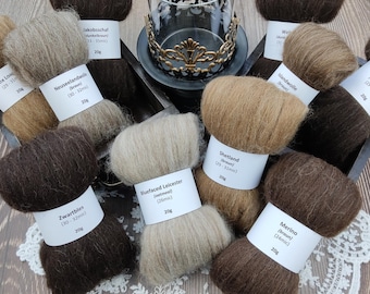Sample pack BROWN WOOL FIBERS – natural colored spinning fibers, mini combed tops for spinning, spinning wool - 200g