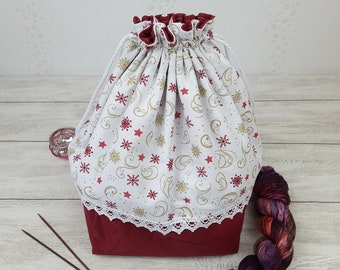 Large project bag, knitted bag, handicraft bag, universal bag - STERNENSCHAR MARSALA - Color 29