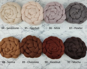 MERINO (10) - unifarbiger Kammzug, Spinnfasern zum Spinnen, Filzen, Weben, Basteln - BRAUNTÖNE - 100g