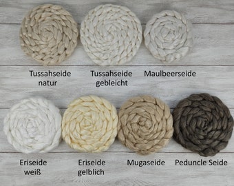 SEIDENFASERN - naturfarbiger Kammzug, Spinnfasern zum Spinnen - 100g