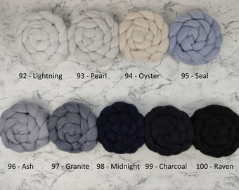 MERINO (11) - plain colored roving, spinning fibers for spinning, felting, weaving, crafts - STONE TONES - 100g