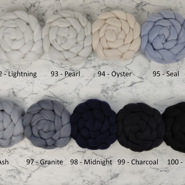 MERINO (11) - unifarbiger Kammzug, Spinnfasern zum Spinnen, Filzen, Weben, Basteln - STEINTÖNE - 100g