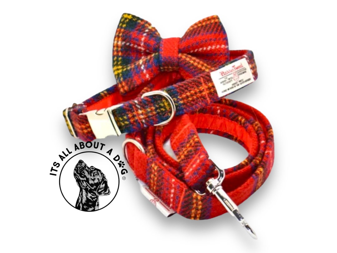 Harris Tweed Tartan Dog Collars Leads Bow Ties Bandanas for Etsy