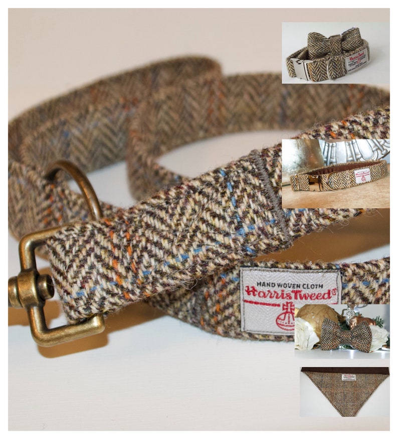 harris tweed dog collar