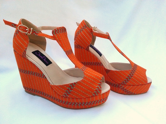 Orange Dazzle Platform Heels High Heels 