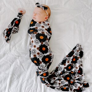 Earth Tone Polka Dot Floral, baby swaddle, swaddle blanket, newborn photos, baby shower gift, baby blanket