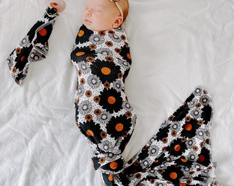 Earth Tone Polka Dot Floral, baby swaddle, swaddle blanket, newborn photos, baby shower gift, baby blanket