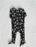 Black ribbed skull limited Halloween footie, baby pajamas, baby outfit, toddler outfit, soft pajamas, floral pajamas, girl set 