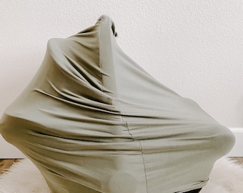 Dark sage, car seat canopy, nursing cover, baby shower gift,