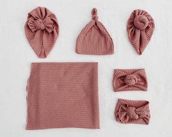 Soft mauve waffle, baby swaddle, swaddle blanket, newborn photos, baby shower gift, baby blanket