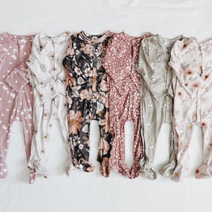 Colección Spring Footie, conjunto para bebé, conjunto para niño pequeño, pijama suave, pijama floral, conjunto para niña, conjunto de ropa, ropa para niña