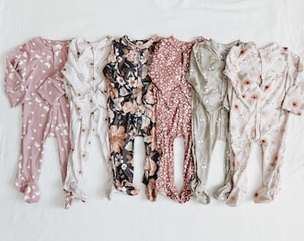 Spring Footie Collection,baby outfit, toddler outfit, soft pajamas, floral pajamas, girl set, clothing set, girl clothes
