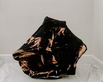 Black acid wash, car seat canopy, nursing cover, baby shower gift,