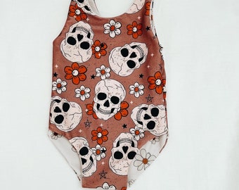 Mauve Skull Reversible One-Piece Swimsuit
