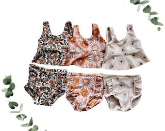 2 piece high waisted ruffle swimsuit