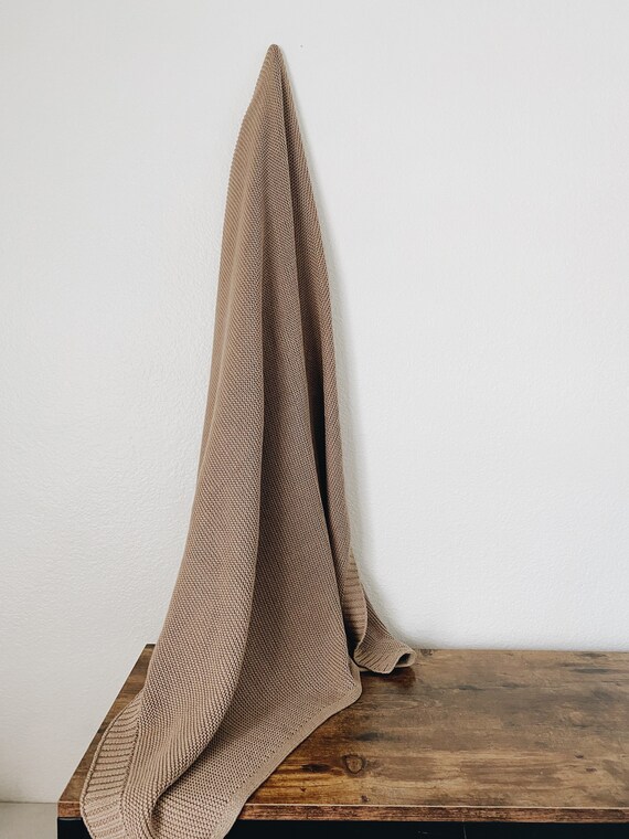Tan knitted blanket knit blanket baby blanket baby shower Etsy