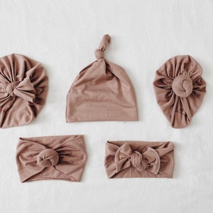 Soft mauve, baby turban, baby hat, knot headband, knot hat, baby beanie, baby gift set, baby shower gift