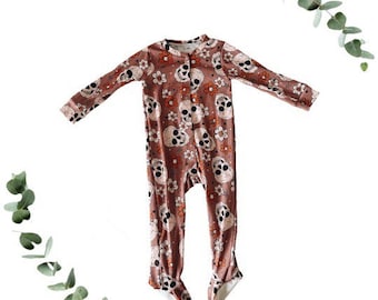 Floral Skulls Halloween Collection, baby pajamas, baby outfit, toddler outfit, soft pajamas, girl set, clothing set, girl clothes,