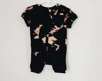 Black acid shorts romper, baby pajamas, baby outfit, toddler outfit, soft pajamas, floral pajamas, girl set, clothing set, girl clothes,
