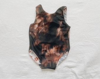 Black Acid Reversible One-Piece Swimsuit