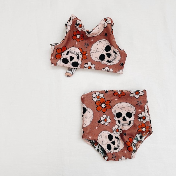 Mauve Skull Reversible Two-Piece Swimsuit