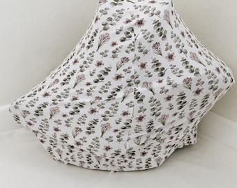 Eucalyptus and lilac, car seat canopy, nursing cover, baby shower gift,