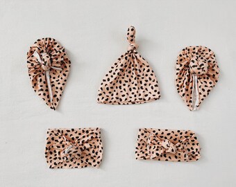 Animal print, baby turban, baby hat, knot headband, knot hat, baby beanie, baby gift set, baby shower gift