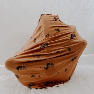 Tan leaves, car seat canopy, nursing cover, baby shower gift,