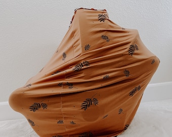 Tan leaves, car seat canopy, nursing cover, baby shower gift,