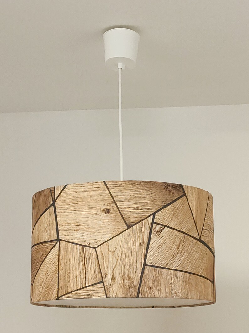 lampshade or suspension pattern parquet wood oak blond geometric gift idea christmas birthday room child baby deco industrial loft image 6