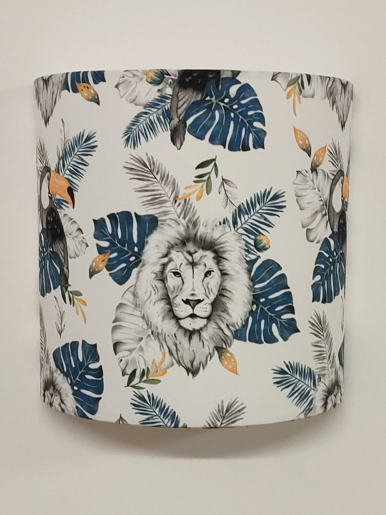 Lampshade suspension tube lamp jungle animal pattern wall light lion toucan tropical decoration Christmas birthday gift idea image 8