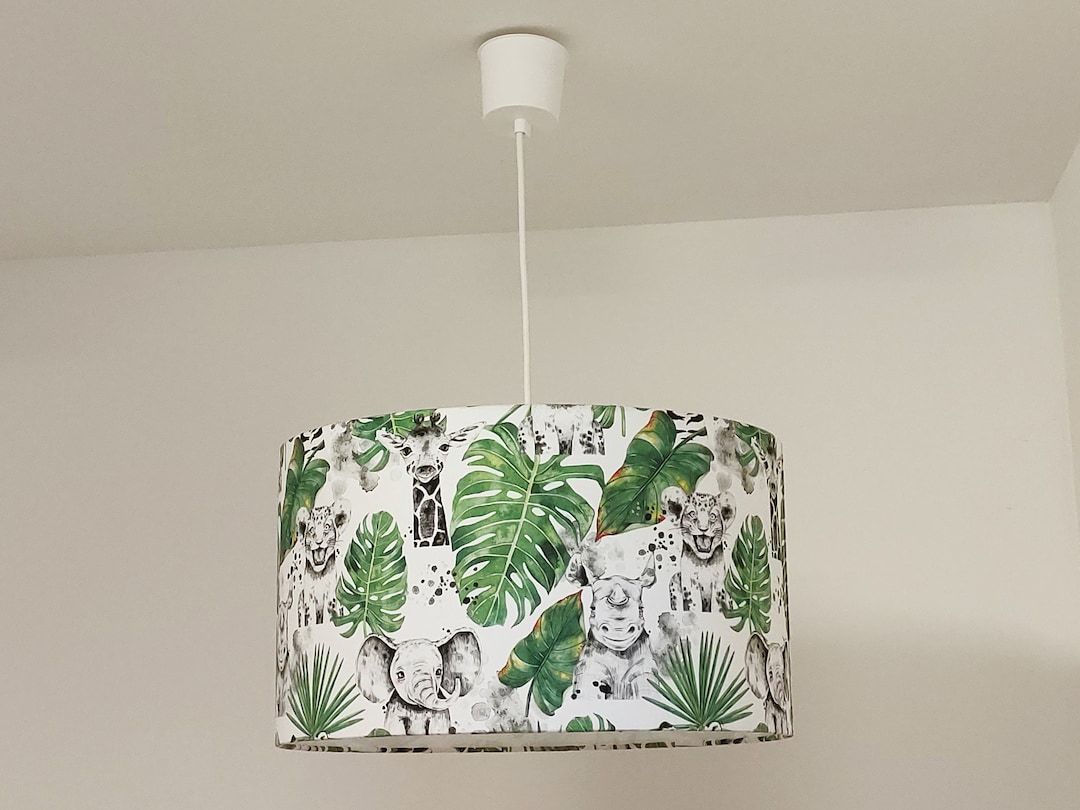 Abat-jour Tigres japonais : style oriental asiatique, crème