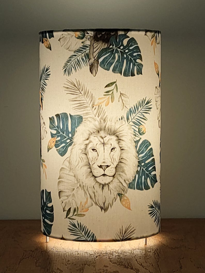 Abat-jour suspension lampe tube applique murale motif animaux de la jungle lion toucan déco tropicale idée cadeau noël anniversaire image 6