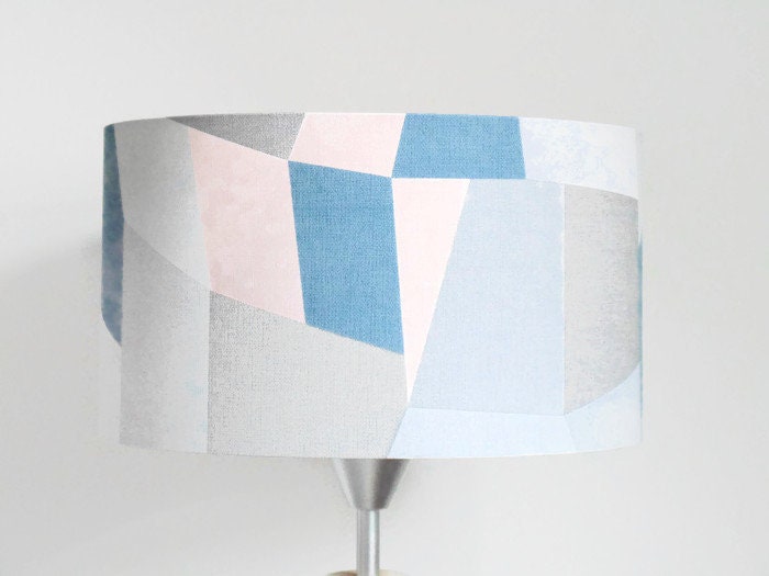 Abat Jour ou Suspension Géométrique Scandinave Bleu Gris Rose Pastel Lustre Plafonnier Cylindre Idée