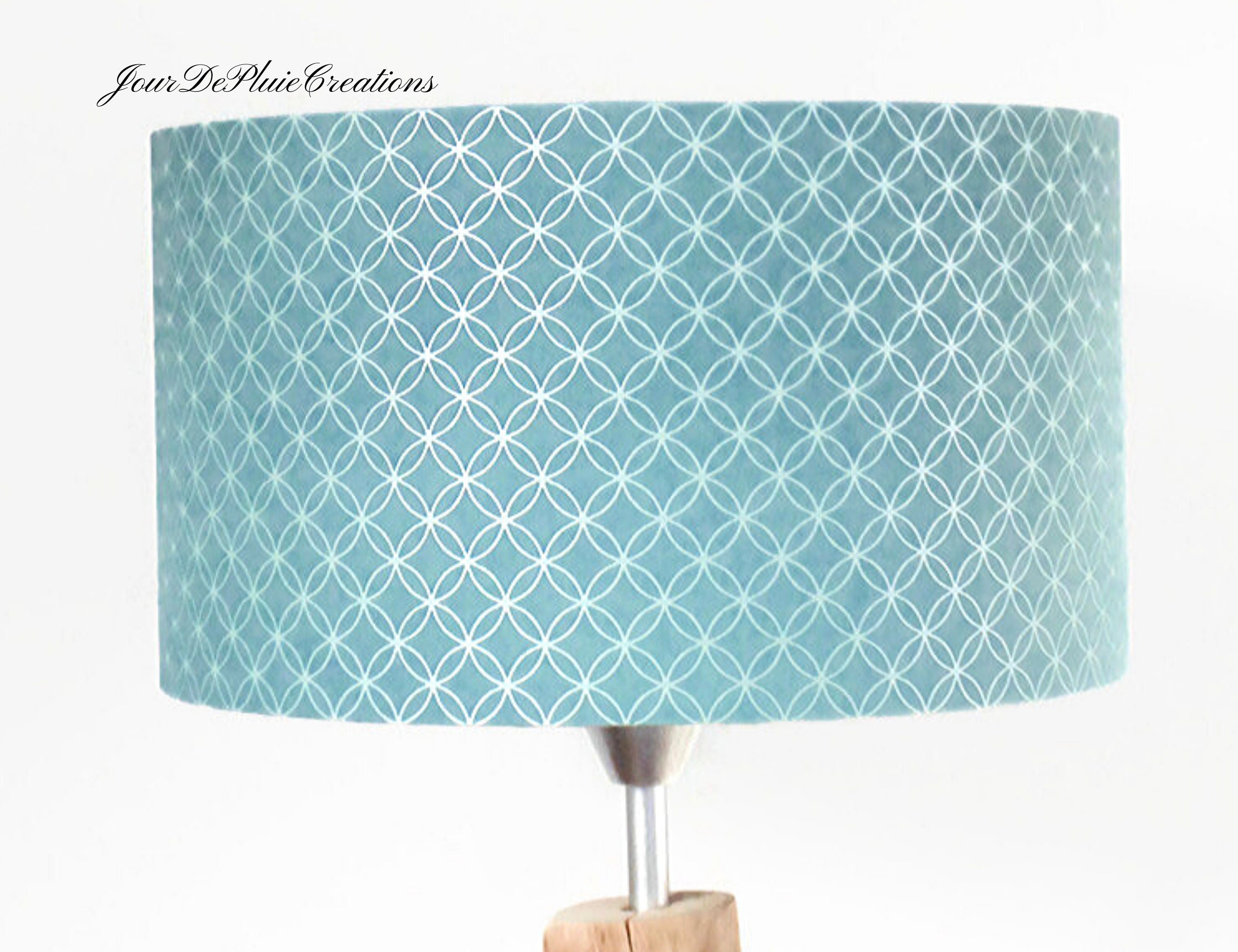 Abat-Jour ou Suspension Motif Rond Géométrique Bleu Lustre Plafonnier Cylindrique Idée Cadeau Noël A