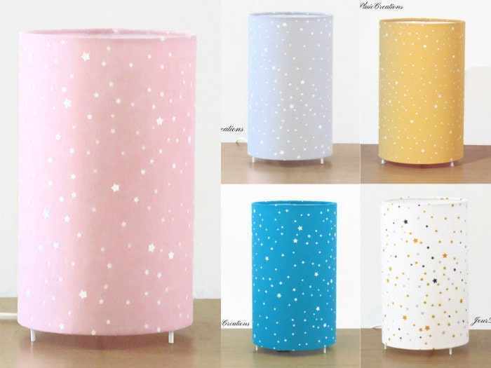 Lampe Tube Étoiles Rose, Gris, Jaune, Bleu, Blanc Lampe Chevet ou d'appoint Idée Cadeau Naissance No