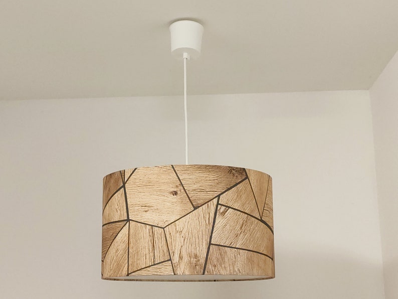 lampshade or suspension pattern parquet wood oak blond geometric gift idea christmas birthday room child baby deco industrial loft abat-jour + fil