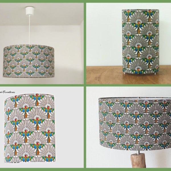 Abat-jour - suspension - lampe tube ou applique murale motifs perroquet aras idée cadeau noël anniversaire déco maison exotique tropicale