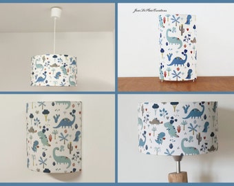 Lampshade - suspension - tube lamp - wall light fabric dinosaur pattern gift idea birth list birthday baby room Christmas