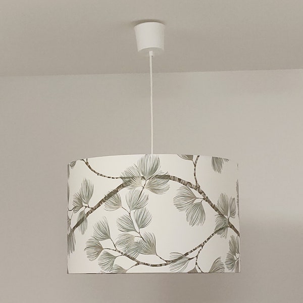 abat-jour ou suspension motif branche feuillage vert et doré Ø 40 cm idée cadeau noël anniversaire décoration feuilles vertes tendance