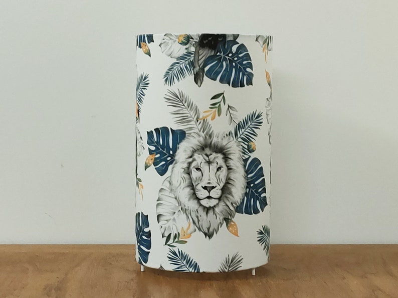 Lampshade suspension tube lamp jungle animal pattern wall light lion toucan tropical decoration Christmas birthday gift idea lampe tube