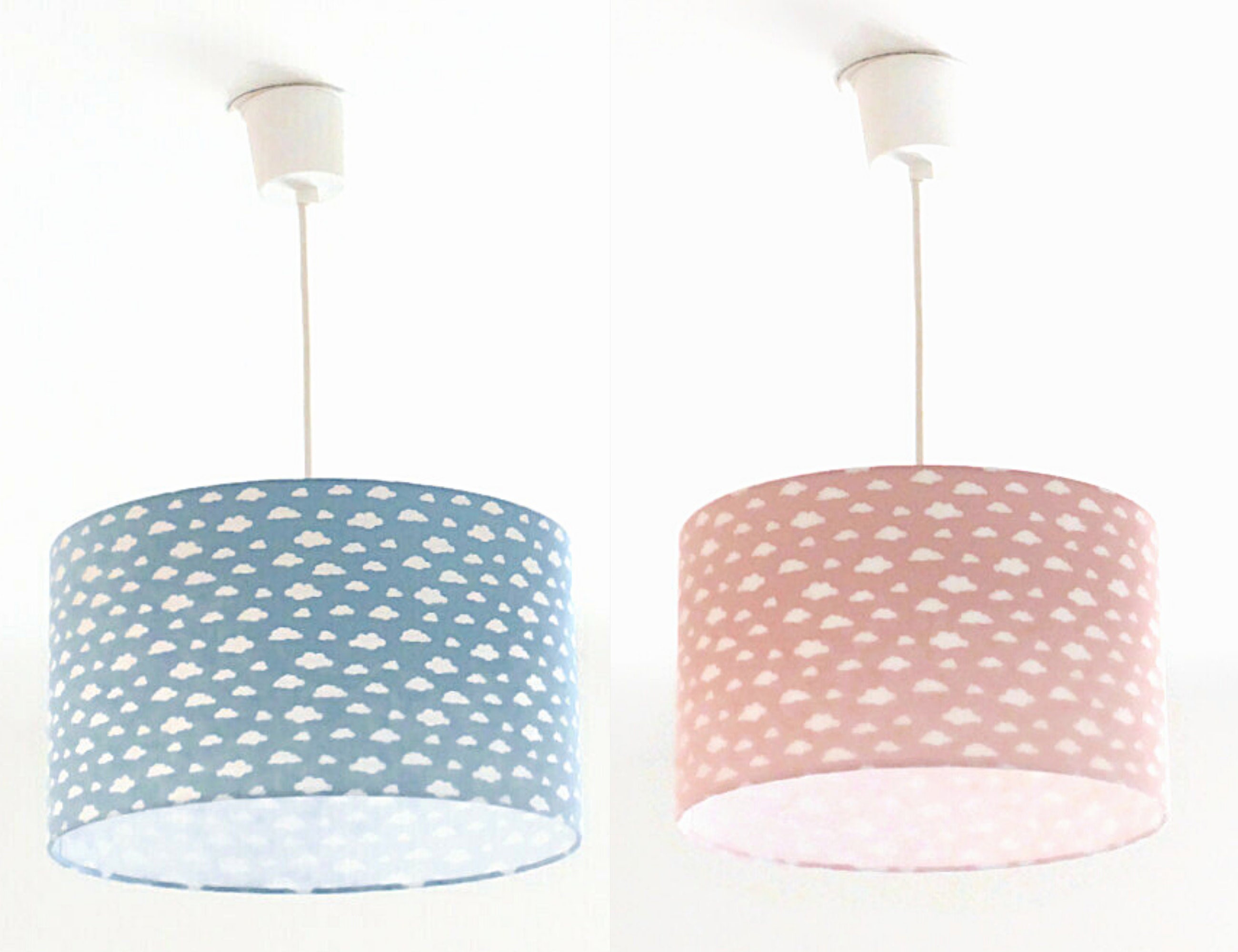 Abat-Jour ou Suspension Motif Nuages Coloris Au Choix Bleu Rose Idée Cadeau Noël Anniversaire Chambr